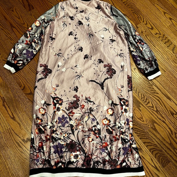 Flower Printed Long Baseball Jacket large - Picture 3 of 7
